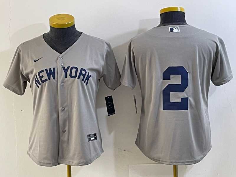 Youth New York Yankees #2 Derek Jeter Gray Field of Dreams Cool Base Jersey->nba shorts->NBA Jersey
